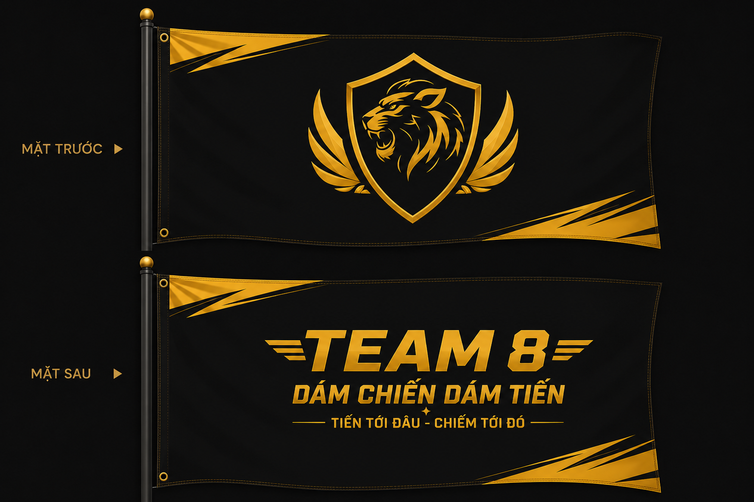 Cờ hiệu Team 8 — mặt trước và mặt sau